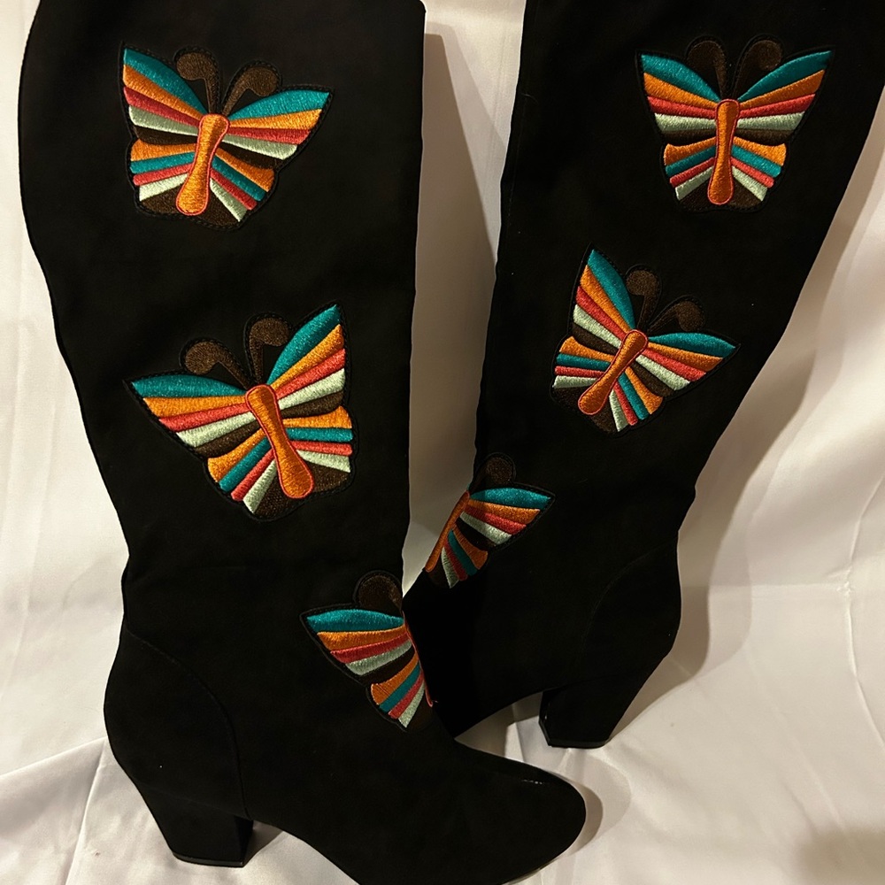 Colorful Butterfly Embroidered Women's Boots